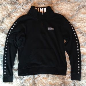 Black Victoria Secret Pink 3/4 zip sweatshirt.